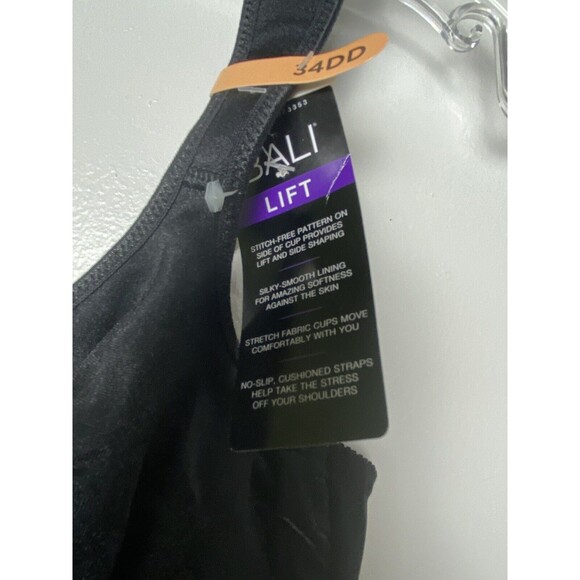 Bali Lift Full-Figure Bra 3353 Black Size 34DD Shaped Stitch Free - Picture 4 of 10